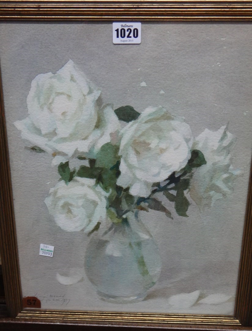 Appraisal: Lucien Monod early th century Still life of white roses