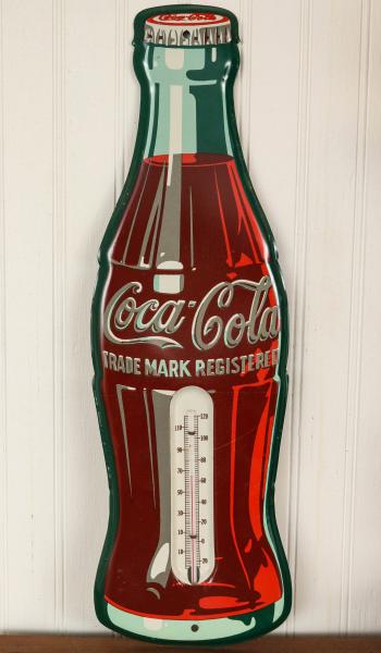 Appraisal: A S COCA-COLA TIN LITHO BOTTLE SIGN THERMOMETERPetretti's number PTN