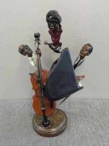 Appraisal: WEGNER Paul D Polychrome Bronze of Musicians Signed on base