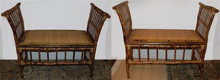 Appraisal: Pair of Regency Style Bamboo Window Benches Estimate -