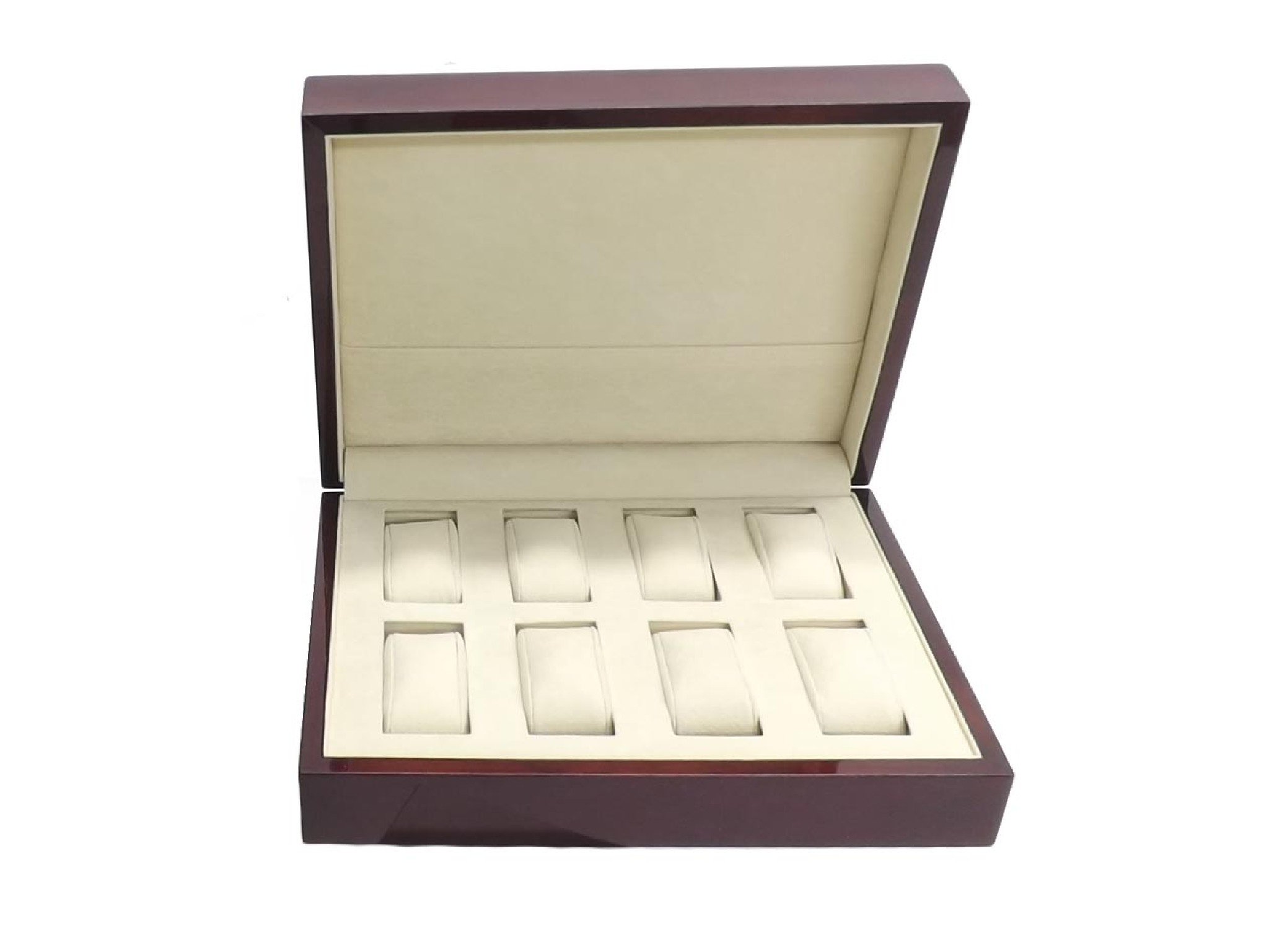 Appraisal: Mahogany eight watch collection case with outer cardboard sleeve ref