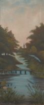 Appraisal: Frank W Atkins American th th Century Folk Art Landscape