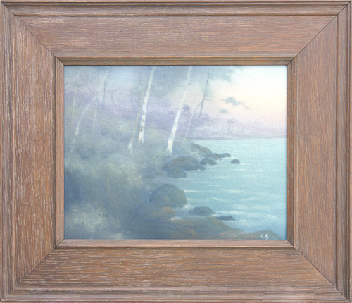 Appraisal: ROOKWOOD Scenic Vellum plaque by Lenore Asbury The Inlet with