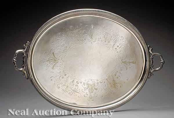 Appraisal: A Victorian Silverplate Serving Tray th c two-handled oval form