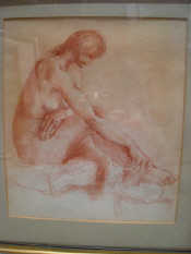 Appraisal: Three Sanguine Nude Drawings Signed Jane Bosney All dated '