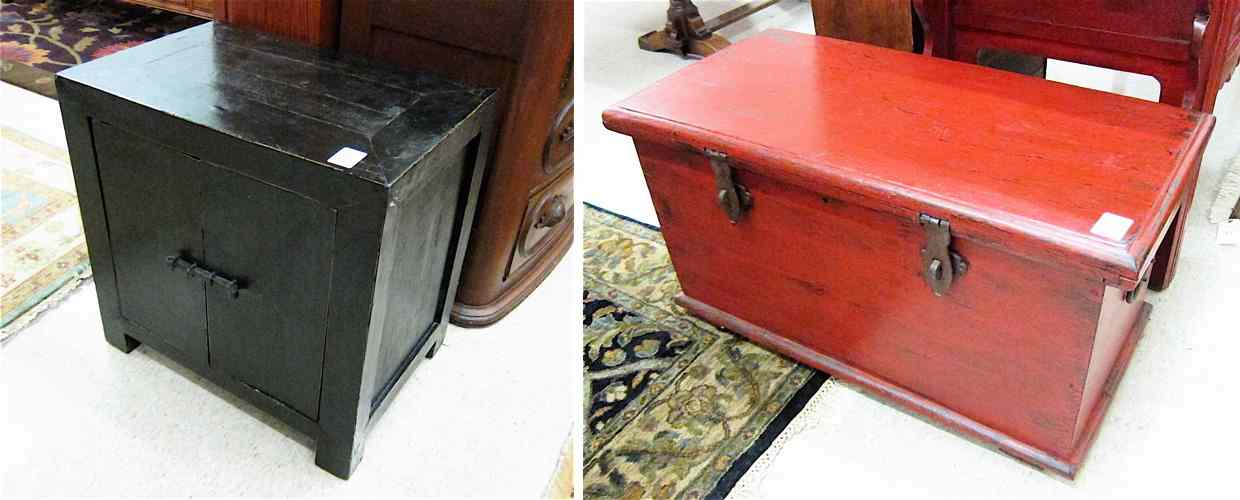 Appraisal: CHINESE BLANKET CHEST AND SMALL SIDE CABINET The chest has