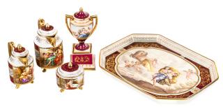 Appraisal: A GROUP OF FIVE ROYAL VIENNA STYLE PORCELAIN PIECES AUSTRIA