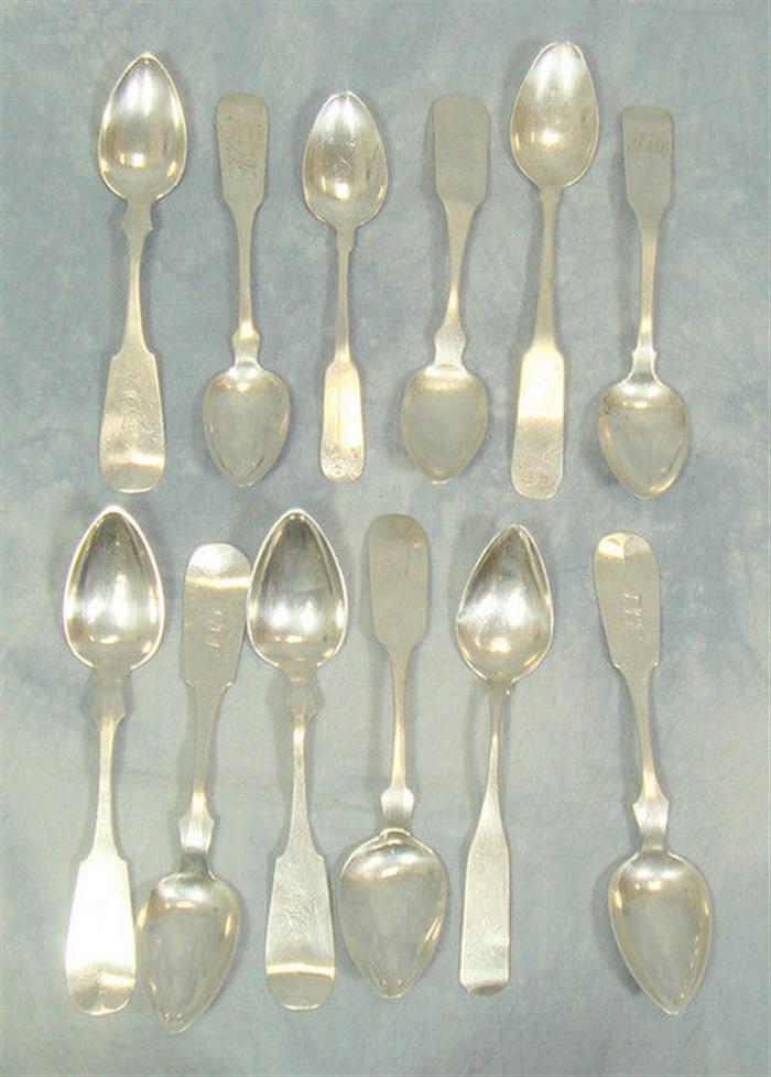 Appraisal: plus assted coin silver teaspoons various makers TO Estimate -