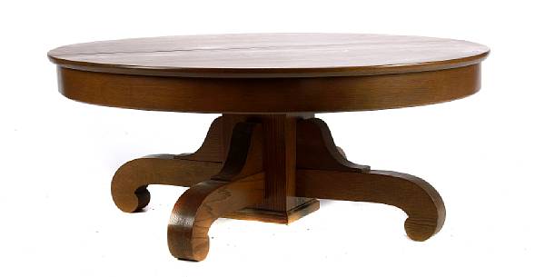 Appraisal: An American oak center table height in diameter in