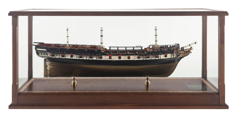 Appraisal: CASED MODEL OF THE FRIGATE ESSEX TH CENTURY CASE HEIGHT