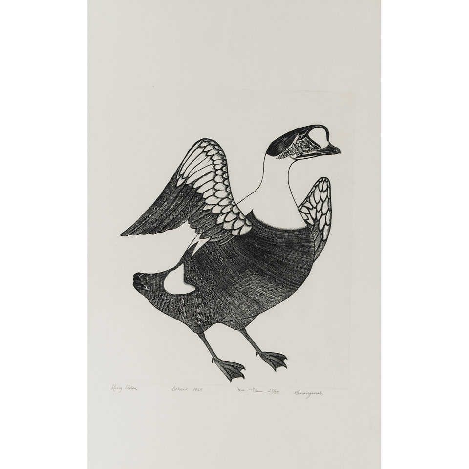 Appraisal: KANANGINAK POOTOOGOOK - E - Cape Dorset KING EIDER engraving