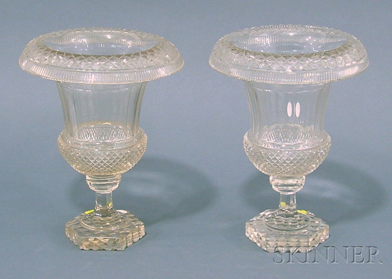 Appraisal: Pair of British Colorless Cut Glass Wine Coolers early th