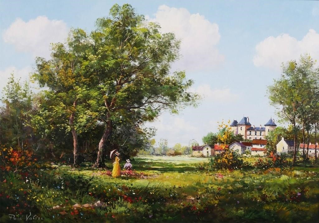 Appraisal: Paul Valere French - oil on canvas country Landscape circa