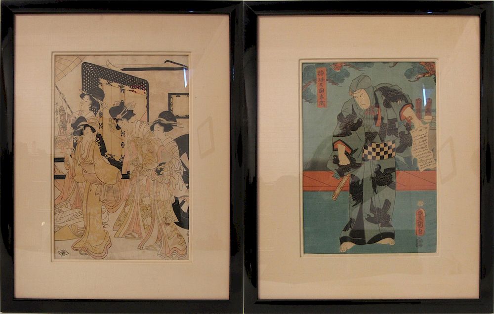 Appraisal: Two Japanese Woodblock Prints by Toyokuni and Utamaro From a