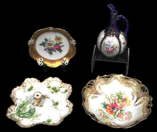 Appraisal: Four Continental porcelain vessels CFH GDM Limoges quatrelobe plate with