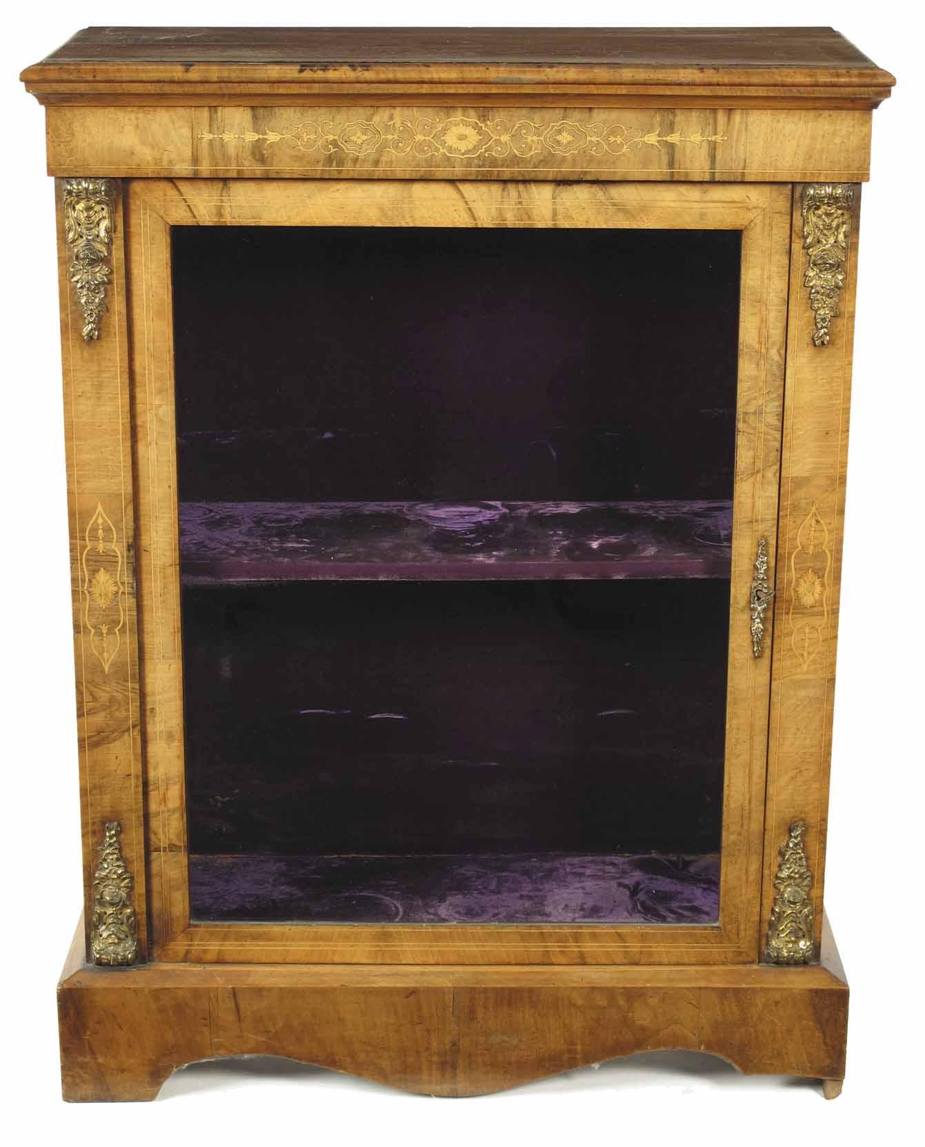 Appraisal: A Victorian walnut and marquetry pier cabinet