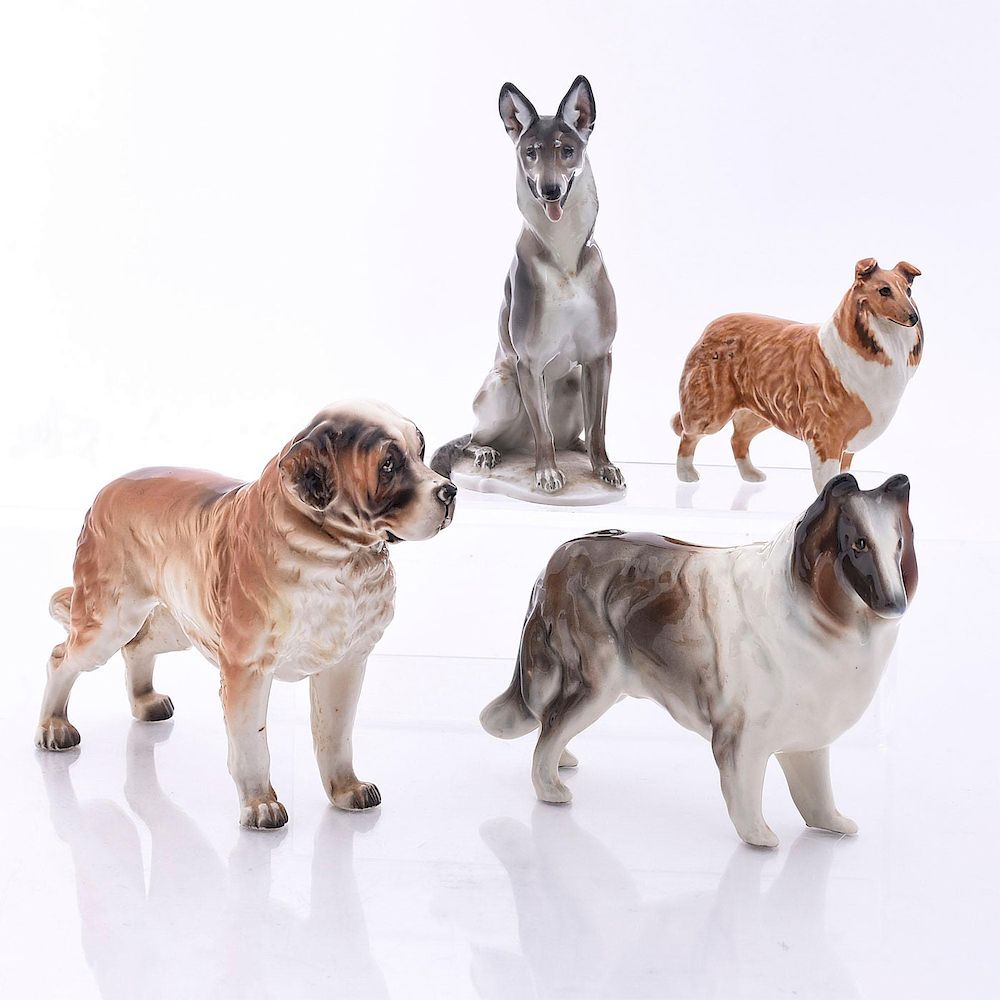 Appraisal: COLLECTIBLE PORCELAIN DOG FIGURINES Handpainted marked or stamped is marked