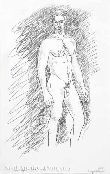 Appraisal: Douglas Bourgeois American Louisiana b Nude Male Carbon Paper Altered