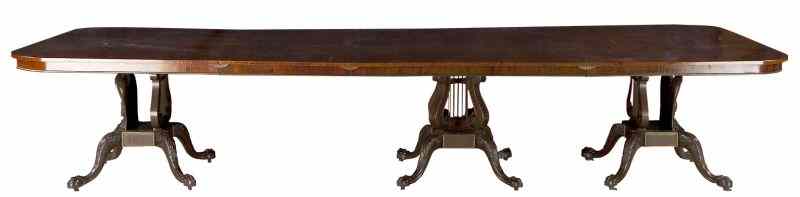 Appraisal: Federal Style Three Pedestal Dining Tableearly th century mahogany rectangular