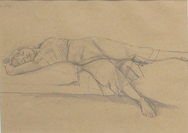 Appraisal: Brian James Dunlop born Sue Sleeping pencil on paper signed