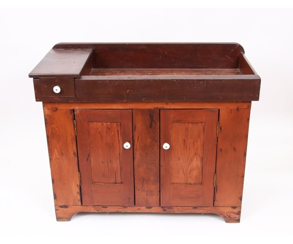 Appraisal: Pine dry sink circa with single drawer above two doors