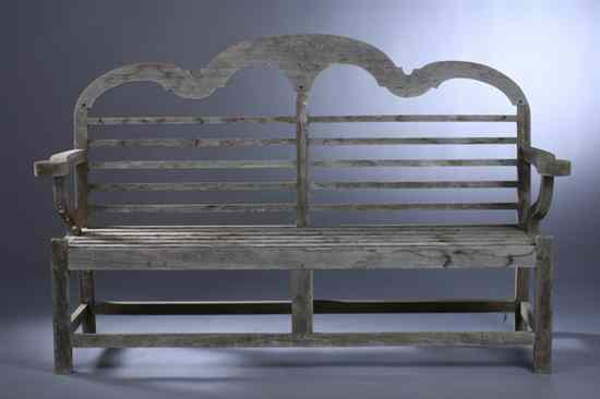 Appraisal: ENGLISH TEAKWOOD GARDEN BENCH in the Chippendale taste Custom made