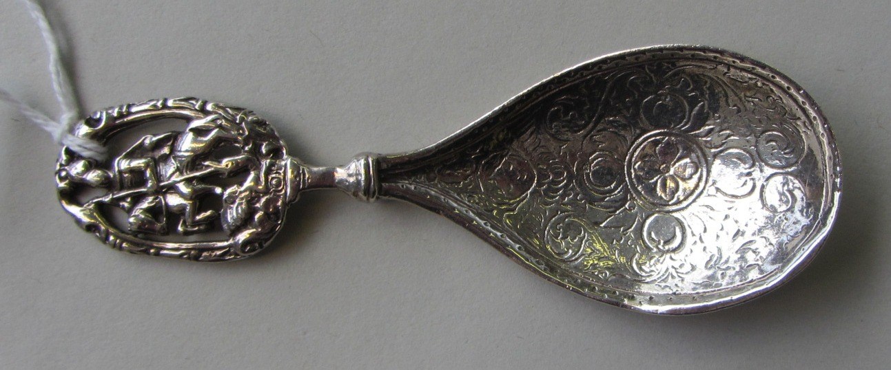 Appraisal: A continental silver caddy spoon of Medieval design import marks