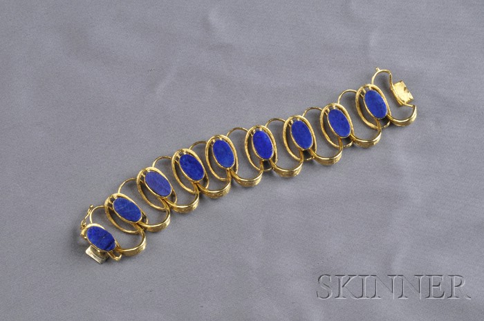 Appraisal: kt Gold and Lapis Lazuli Bracelet Cartier Italy designed as