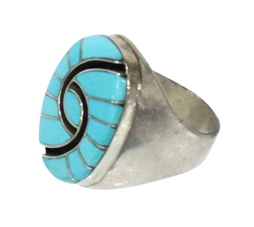 Appraisal: Gents Native American silver content unknown ring Amy Quandelacy Zuni