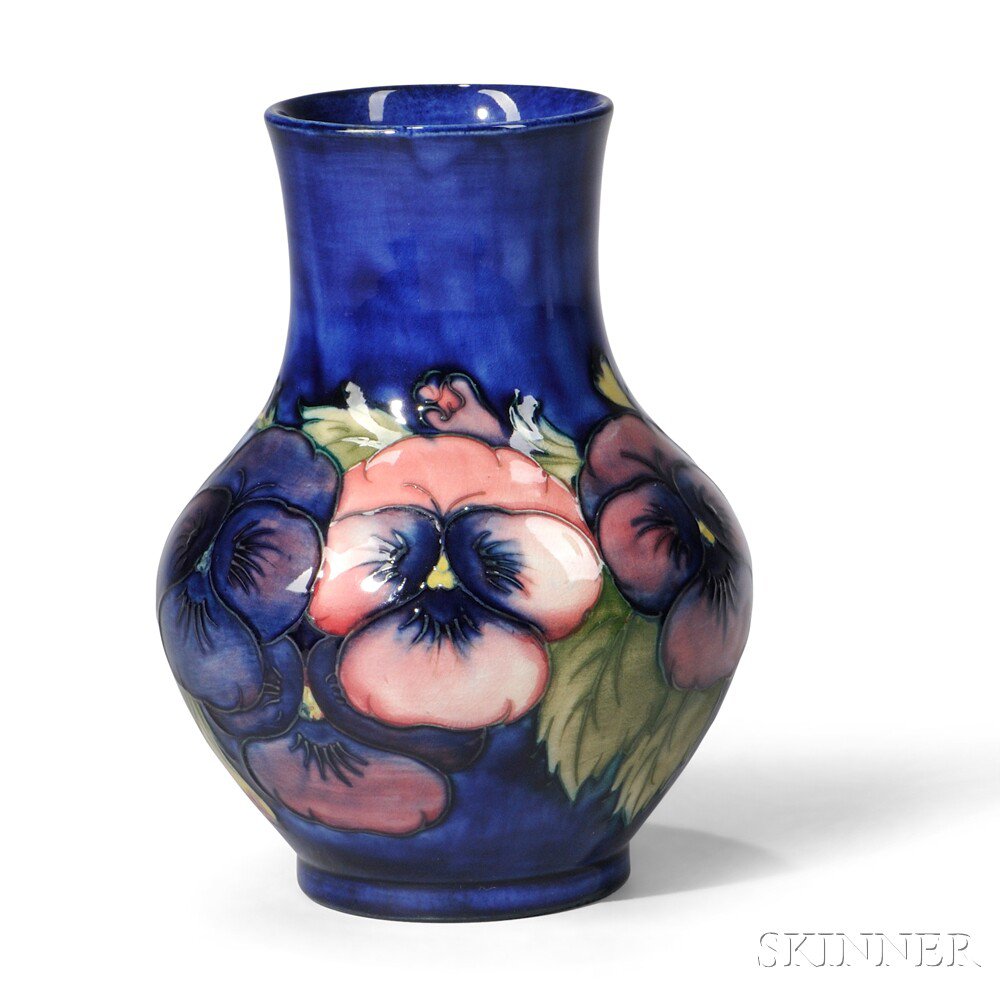 Appraisal: Moorcroft Pottery Pansy Vase Glazed ceramic England mid- th century