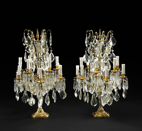 Appraisal: A pair of Louis XVI style gilt bronze and cut