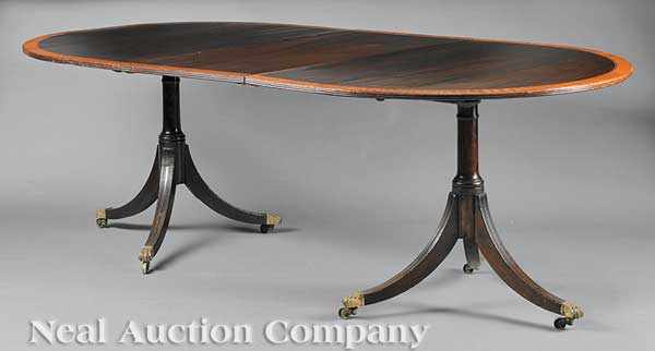 Appraisal: A George III Mahogany Oval Two-Pedestal Dining Table c reeded