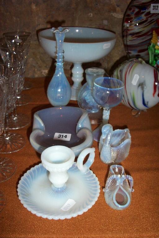 Appraisal: A collection of Victorian opalescent glassware including a drinking glass