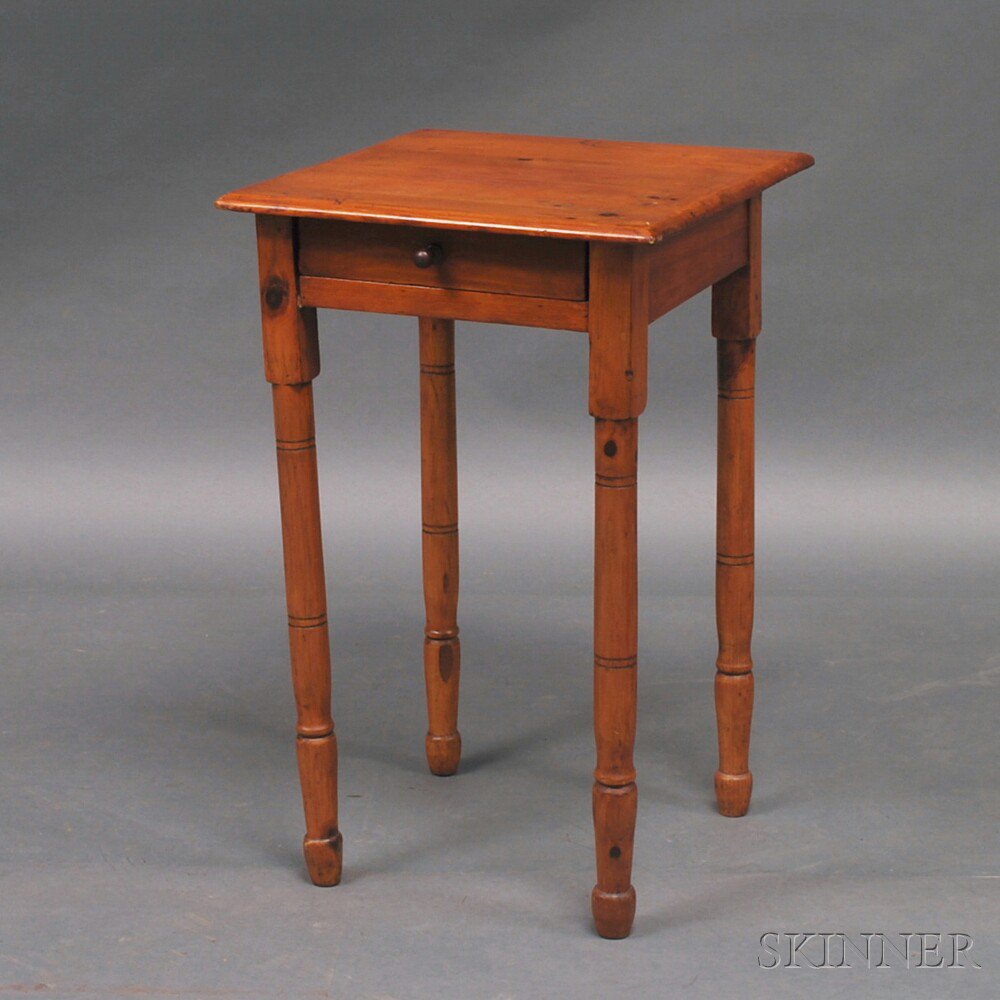 Appraisal: Late Federal Pine One-drawer Stand th century with square top