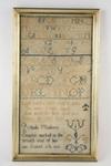 Appraisal: SAMPLER - Rhoda Mosher's Sampler in blue and gold on