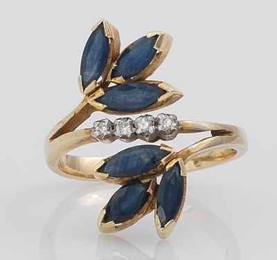 Appraisal: A Ladies' Sapphire and Diamond Ring k yellow gold ring