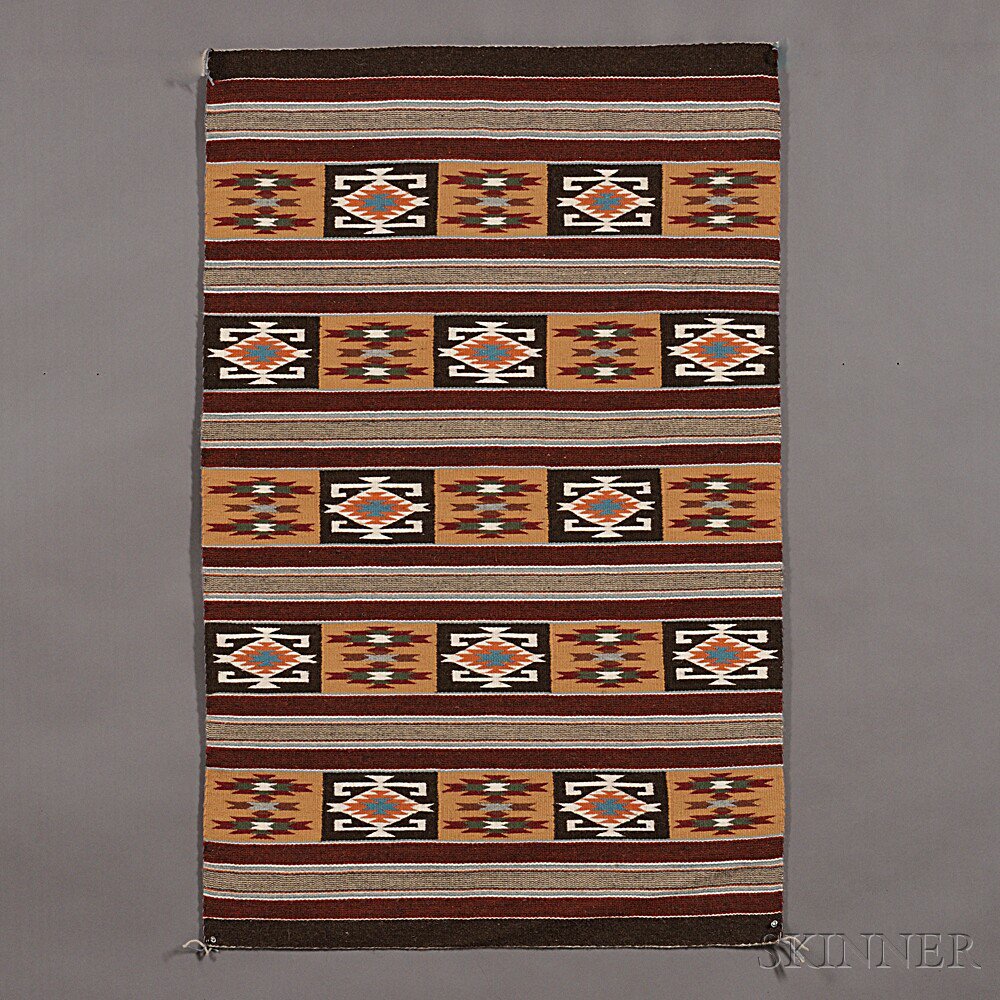 Appraisal: Navajo Contemporary Weaving woven in a banded design with multicolored