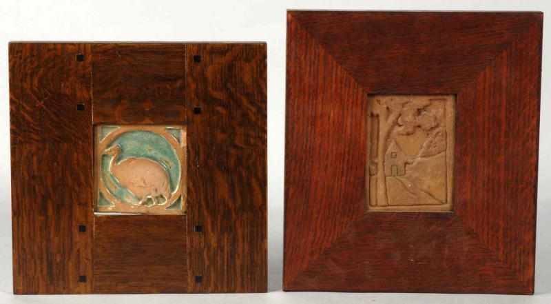 Appraisal: Lot of Framed Tile Pieces Description Both housed in contemporary