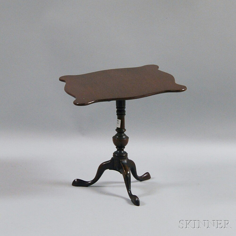 Appraisal: Miniature Queen Anne-style Mahogany Tilt-top Tea Table the serpentine top