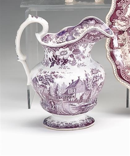 Appraisal: Historical purple transferware pitcher joseph heath co tunstall Of baluster