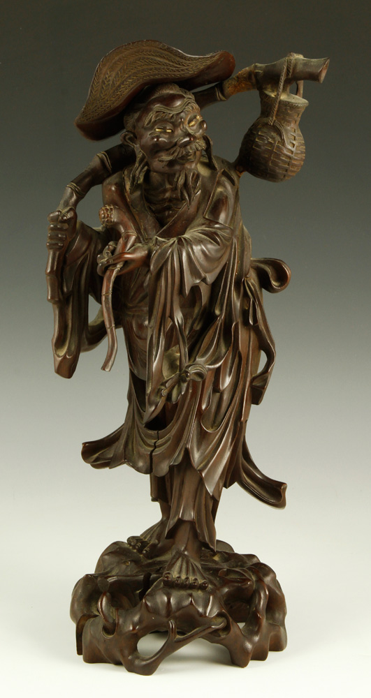 Appraisal: - Chinese Carved Wood Figure Chinese carved figure wood h