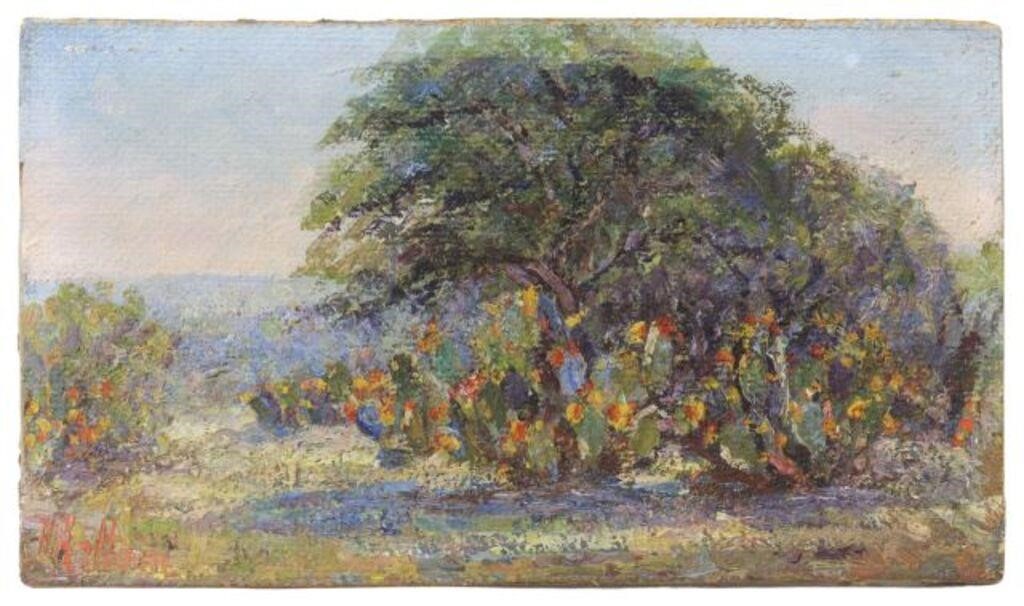 Appraisal: Framed oil on canvas board painting Landscape with Live Oak