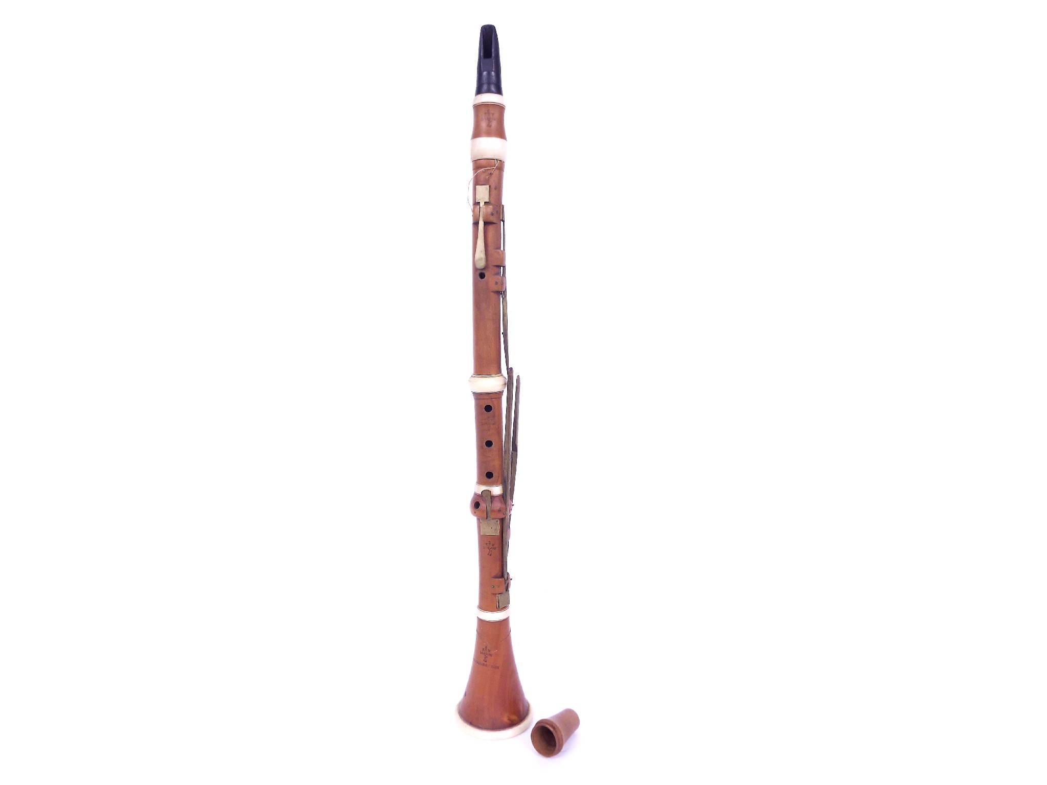 Appraisal: th century six keyed boxwood and ivory mounted clarinet by