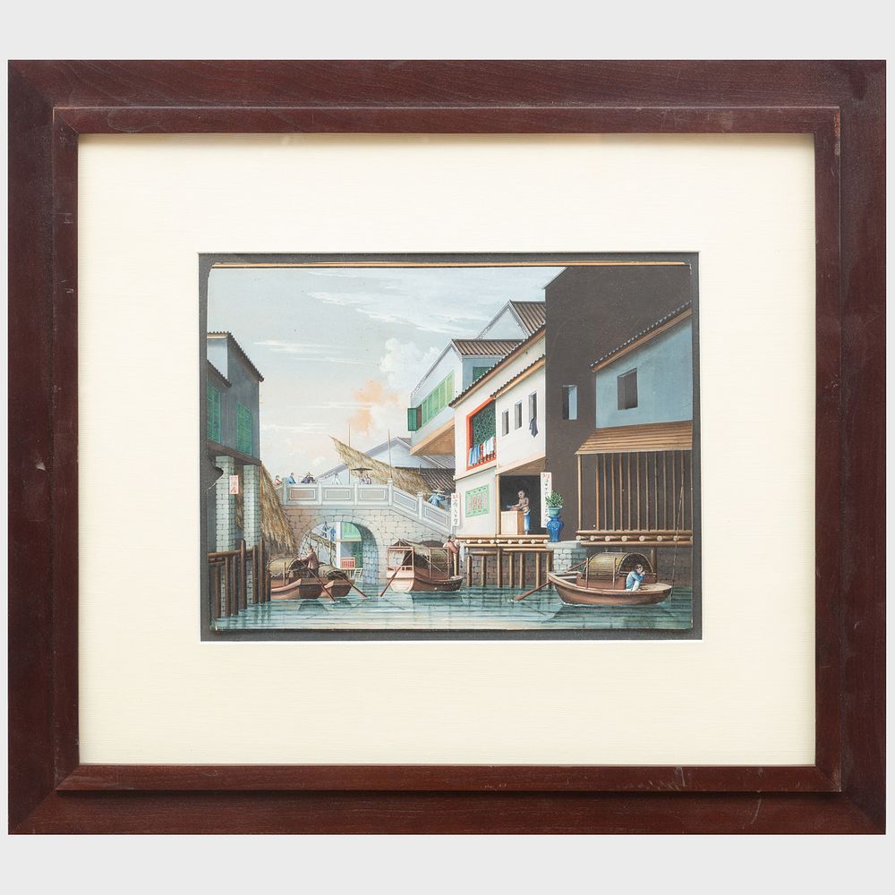 Appraisal: Chinese School View of a Canal Gouache on paper unsigned