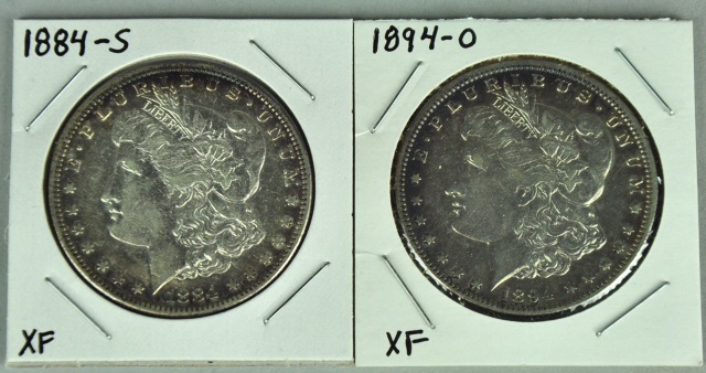 Appraisal: Two Better Date Morgan Dollars -S XF and - XF