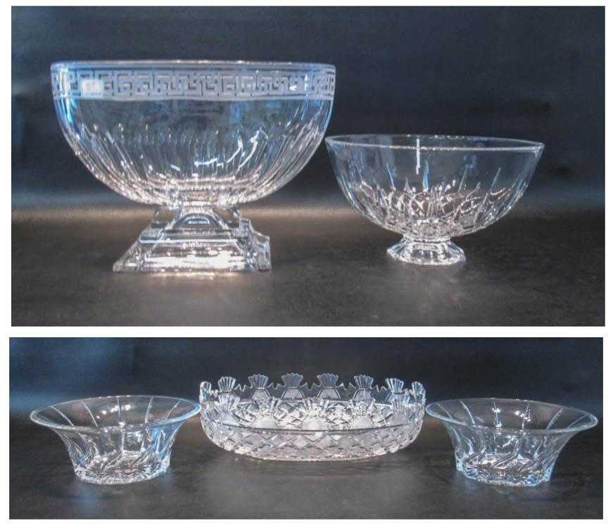 Appraisal: FIVE CUT CRYSTAL TABLEWARE PIECES footed bowl oval bowl on