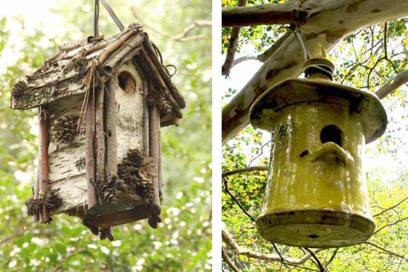 Appraisal: Two Birdhousesthe first a yellow glaze pottery birdhouse signed on