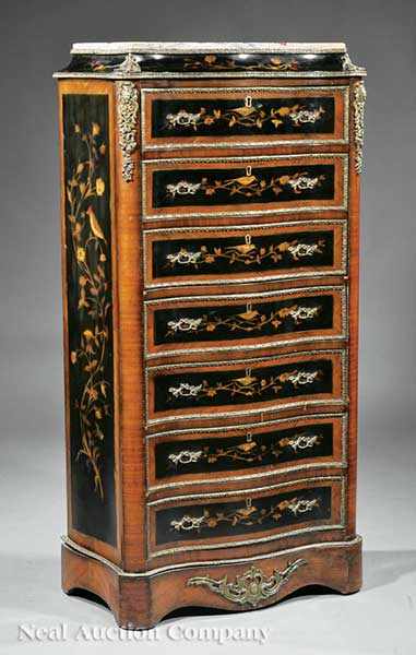 Appraisal: A French Bronze-Mounted Marquetry S cr taire Abattant mid- th