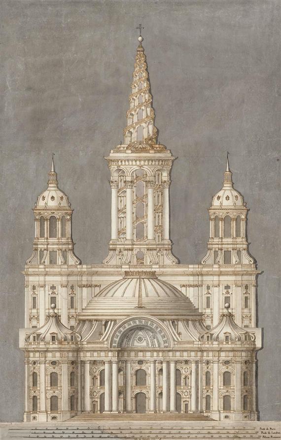 Appraisal: FRENCH SCHOOL TH CENTURY Design for a church facade Pen