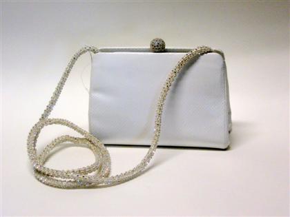 Appraisal: White lizard skin purse Judith LeiberA bejewelled white evening purse